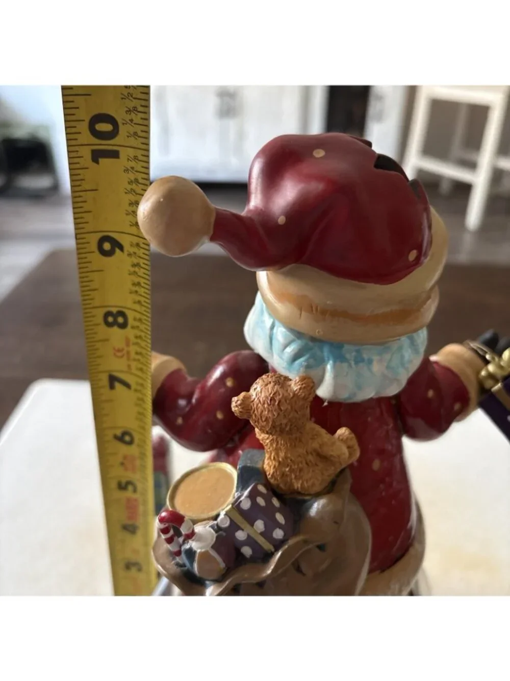 Santa Claus Vintage Glass and Metal Christmas Tea Light Holder-10”